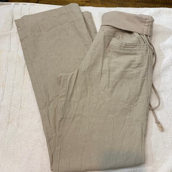 Jolt linen pants fold over waist size 3 tan - Picture 2 of 7